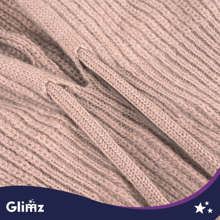 Beige balaclava i ribstrik med uld