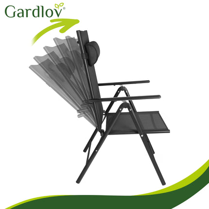 Sammenklappelige havestole, sorte, 2 stk. Gardlov
