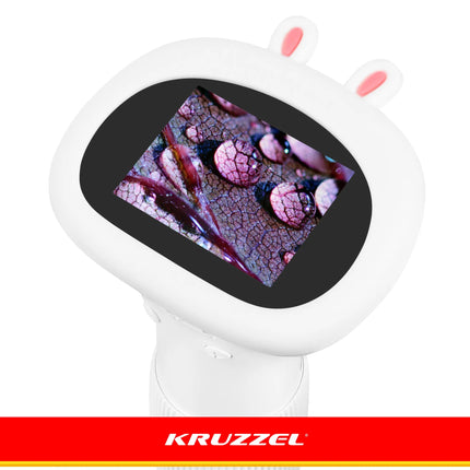 Kruzzel hvidt undervisningsmikroskop, 1000x forstørrelse