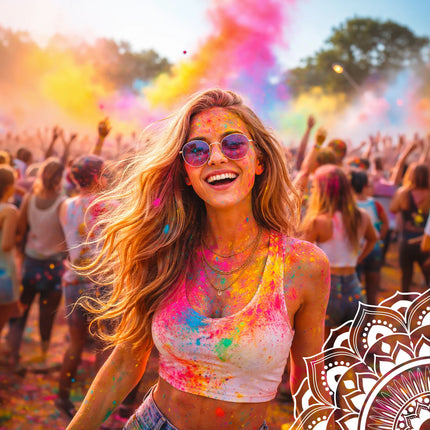 Farvet Holi-pulver, sæt med 6 x 100 g, Holi Cow