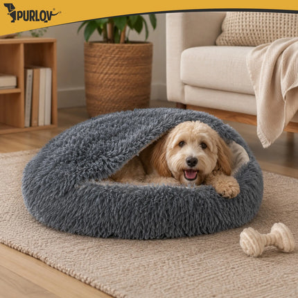 Hund/katte-seng 70 cm – plys fra Purlov