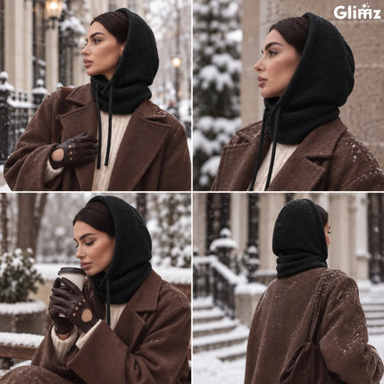 Vinterhue/hætte – sort Glimz