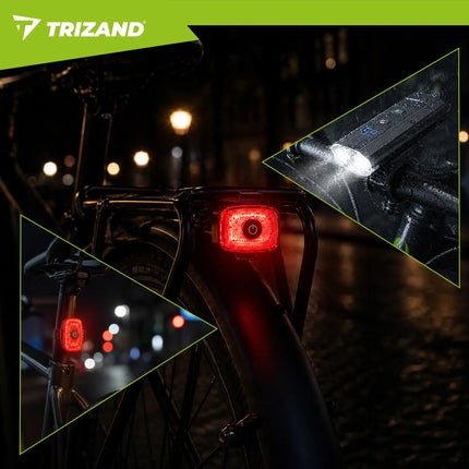 LED-cykellygte 1300 lm + baglygte fra Trizand