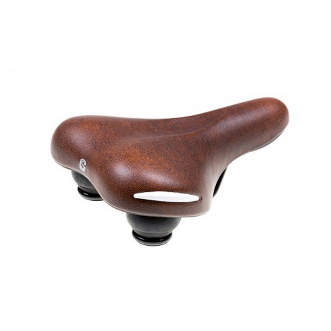 Selle Comfort sadel Ride brun med hvide kantbeskyttere, uden sadelbøjle