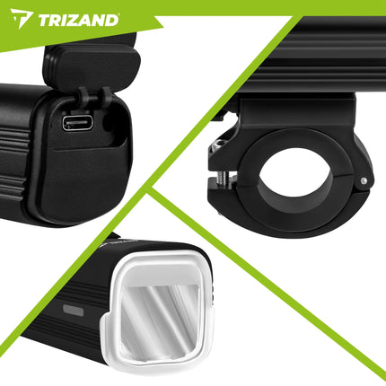 Trizand LED cykellygte 1000lm + baglygte