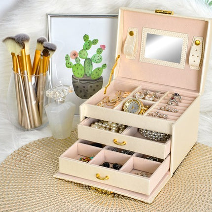 Elegant Smykkeboks med 20 Rum – Sikker Opbevaring til Dine Værdier
