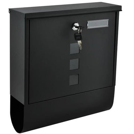 Postkasse i Sort - Galvaniseret Stål til A4 Breve og Aviser