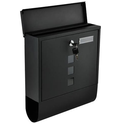 Postkasse i Sort - Galvaniseret Stål til A4 Breve og Aviser