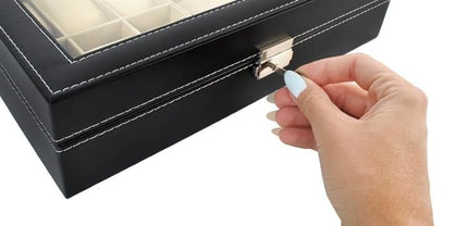 Elegant Organizer til Ure og Briller – Sikker Opbevaring med Lås