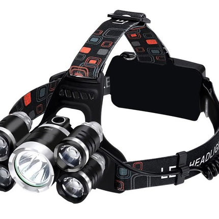 LED Hovedlampe med 5 x Cree T6 – Perfekt til Cykling og Udendørs Aktiviteter
