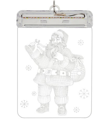 LED Julemand i Glas - Dobbelt Sidet Dekoration til Vinduer