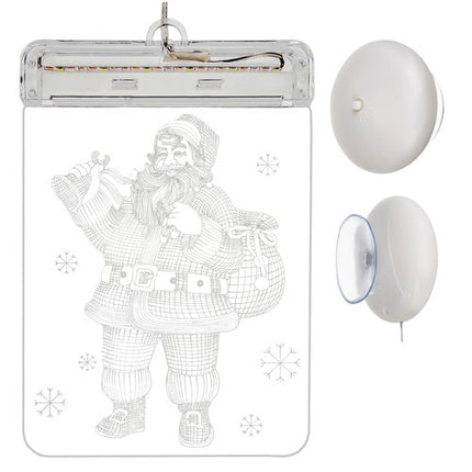 LED Julemand i Glas - Dobbelt Sidet Dekoration til Vinduer