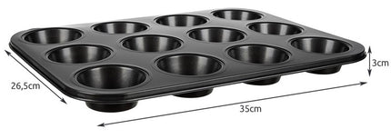 Teflon Muffinbakke med 12 Silikoneforme – Bag Lækre Muffins Let og Hurtigt