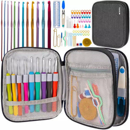 86-delt Hæklesæt med Etui – Perfekt til Begyndere og Øvede