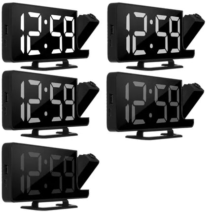 LED Vækkeur med Projektor og Spejl – 4-i-1 Multifunktionelt Design