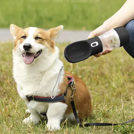 Praktisk Vandflaske med Skål til Hunde – Ideel til Gåture og Rejser