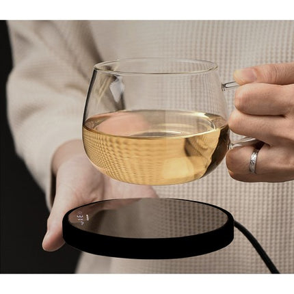 Elegant Kaffe- og Tevarmer med Krus, Ske og Låg – Hold Dine Drikke Varme