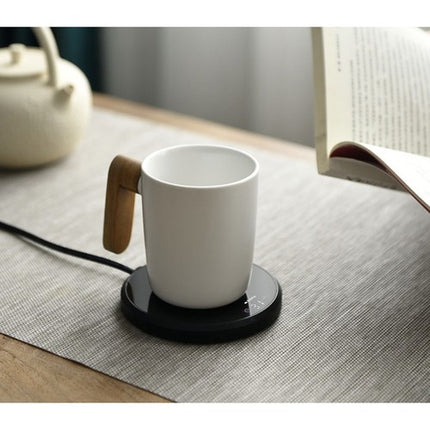 Elegant Kaffe- og Tevarmer med Krus, Ske og Låg – Hold Dine Drikke Varme