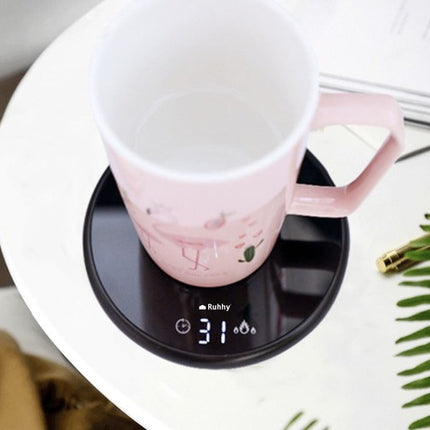 Elegant Kaffe- og Tevarmer med Krus, Ske og Låg – Hold Dine Drikke Varme