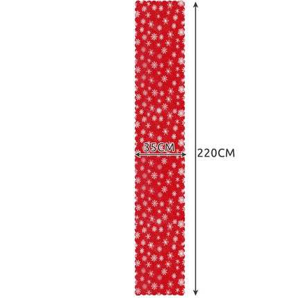 Juleløber i Rød med Hvide Snefnug – 220 x 35 cm til Festlig Borddækning