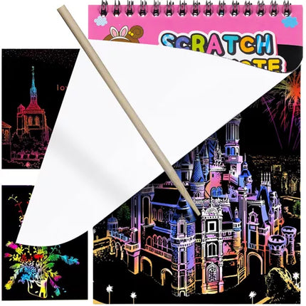 Scratch Notebook med Træ Stylus – Kreativ Underholdning til Børn