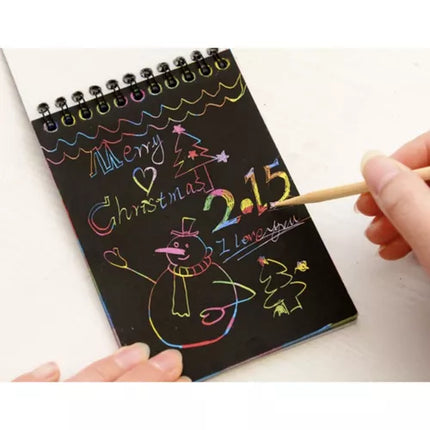 Scratch Notebook med Træ Stylus – Kreativ Underholdning til Børn