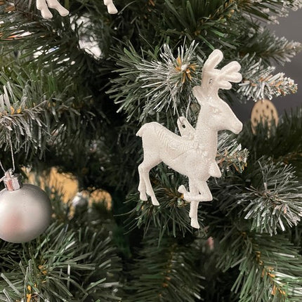 Reindeer Figurine Julepynt Sæt - 9 Stykker med Glitter