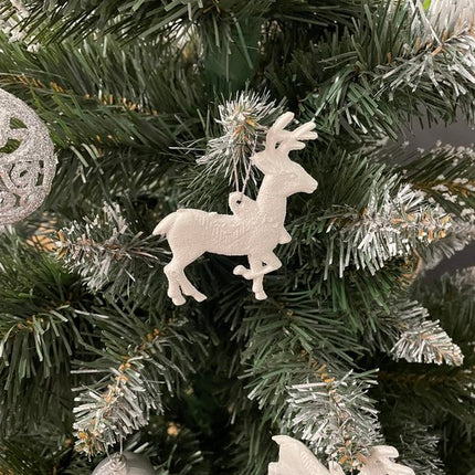 Reindeer Figurine Julepynt Sæt - 9 Stykker med Glitter