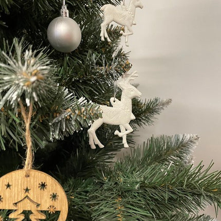 Reindeer Figurine Julepynt Sæt - 9 Stykker med Glitter