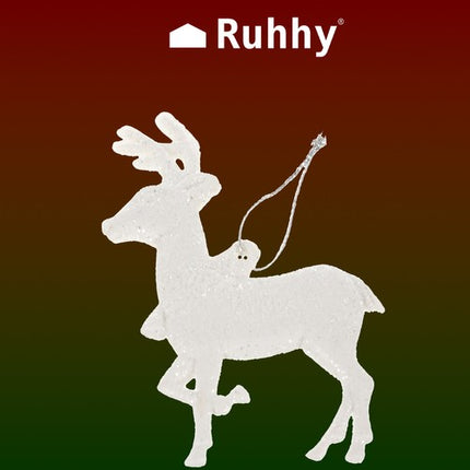 Reindeer Figurine Julepynt Sæt - 9 Stykker med Glitter