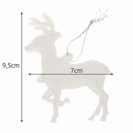 Reindeer Figurine Julepynt Sæt - 9 Stykker med Glitter