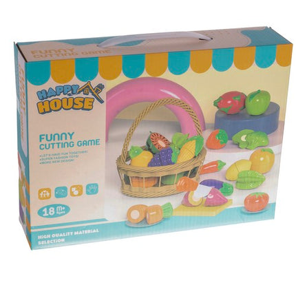 Farverig Legesæt med Frugter og Grøntsager – Skærebræt og Kniv Inkluderet