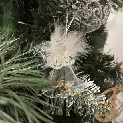 Smukke Engle i Glas med Fjer til Juletræet – 6 stk. Dekoration