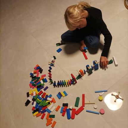 Wooden Domino Sæt - 407 Stykker med Opbevaringspose