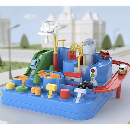 Bil Obstacle Track - Sjovt Legetøj med 4 Biler og Helikopter