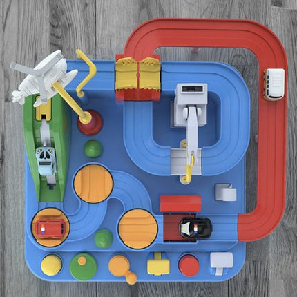 Bil Obstacle Track - Sjovt Legetøj med 4 Biler og Helikopter