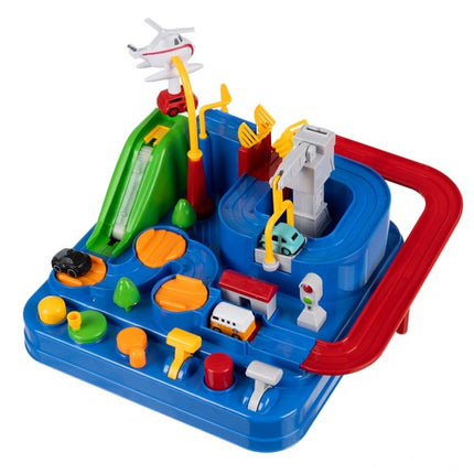 Bil Obstacle Track - Sjovt Legetøj med 4 Biler og Helikopter