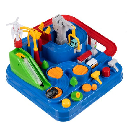 Bil Obstacle Track - Sjovt Legetøj med 4 Biler og Helikopter