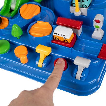 Bil Obstacle Track - Sjovt Legetøj med 4 Biler og Helikopter