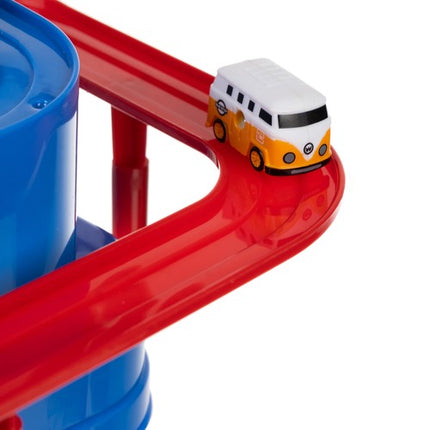 Bil Obstacle Track - Sjovt Legetøj med 4 Biler og Helikopter