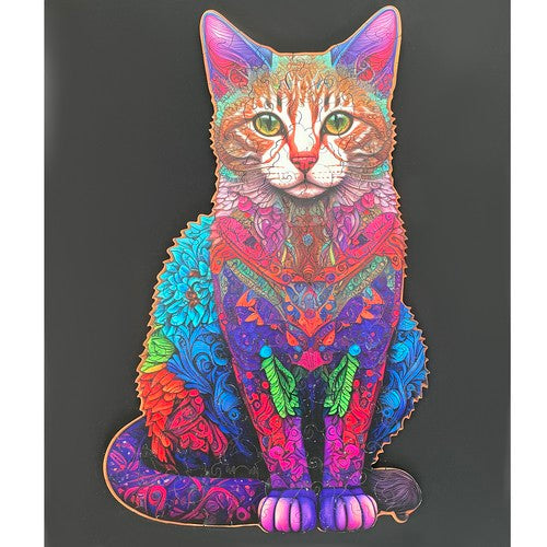 Farverigt Træpuslespil med Kattemotiv – Underholdning og Læring for Børn