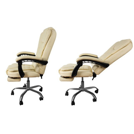CREAM SWIVEL CHAIR MED UDLÆNGELIG FODSTØTTE OG LIGGENDE FUNKTION