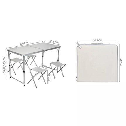 Camping Sæt - Bord + 4 Stole til Familieudflugter