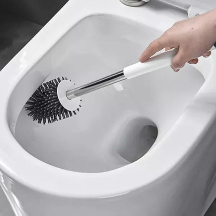 Silicone Toiletbørste med Stativ og Renseværktøj – Hygiejnisk og Elegant