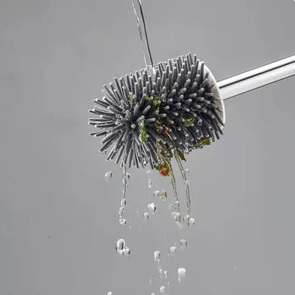 Silicone Toiletbørste med Stativ og Renseværktøj – Hygiejnisk og Elegant