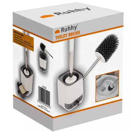 Silicone Toiletbørste med Stativ og Renseværktøj – Hygiejnisk og Elegant