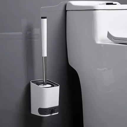 Silicone Toiletbørste med Stativ og Renseværktøj – Hygiejnisk og Elegant