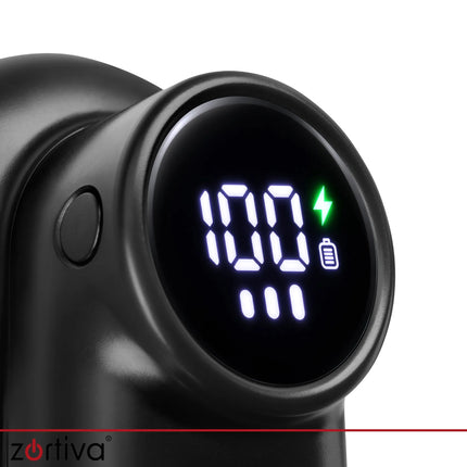 Genopladelig fnugfjerner i sort med LED-display