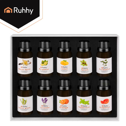 Essential Oils Sæt - 10 forskellige dufte i 15 ml flasker