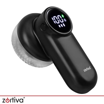 Genopladelig fnugfjerner i sort med LED-display